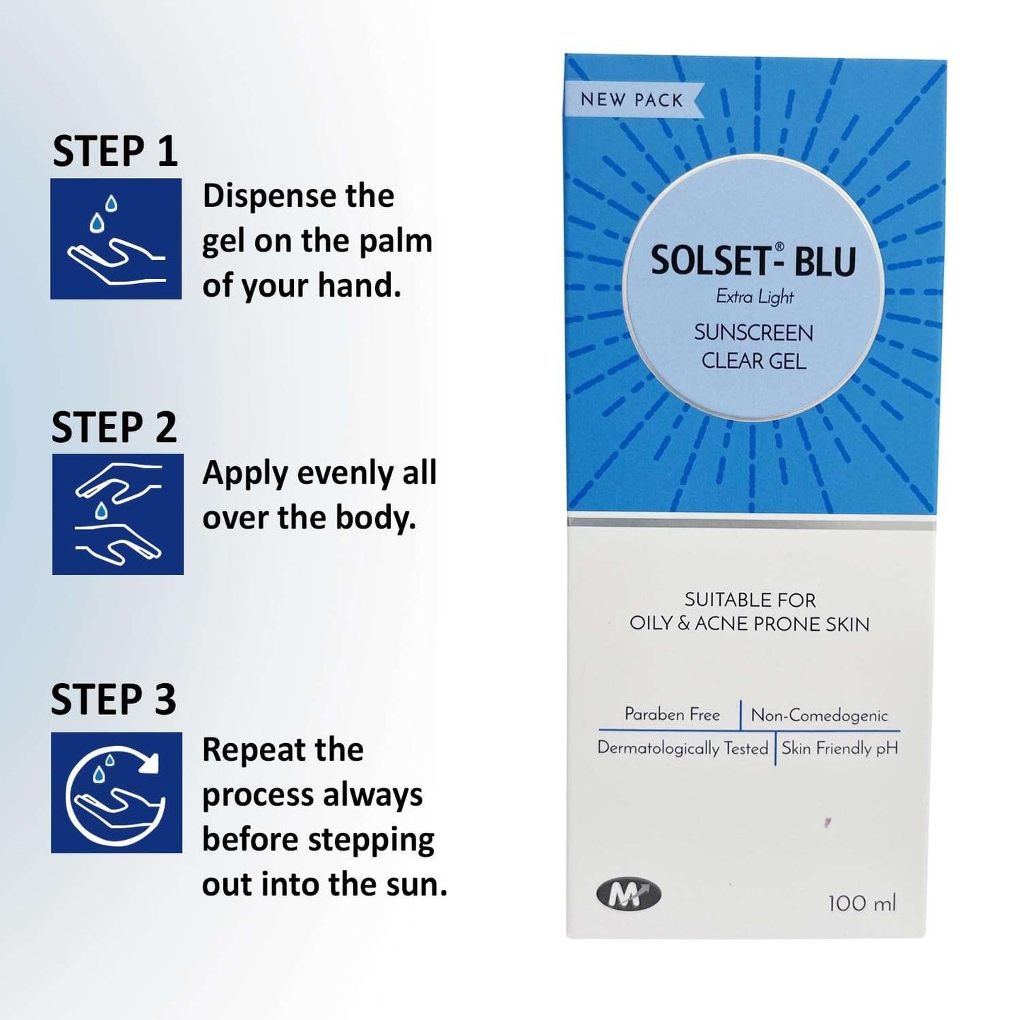 Solset-Blu Extra Light Sunscreen Gel, 100ml