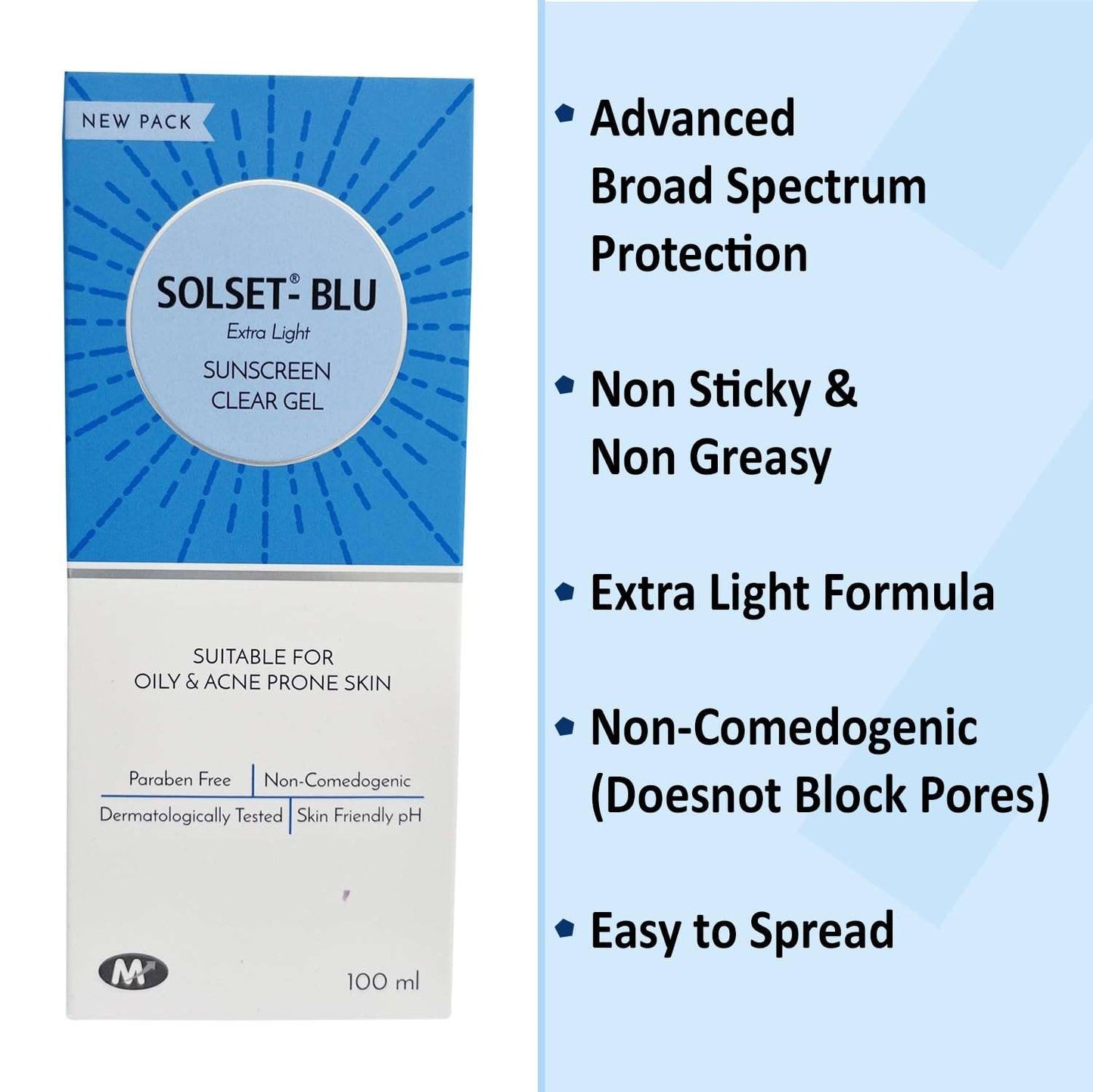 Solset-Blu Extra Light Sunscreen Gel, 100ml