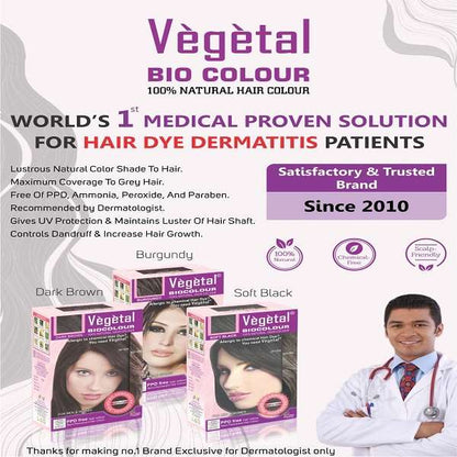 Vegetal Bio Colour Natural Hair Colour, Dark Brown, 150gm