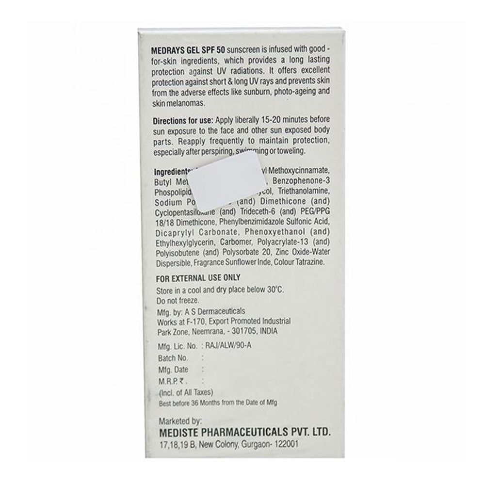 Medrays Spf 50 Sunscreen Gel, 75 gm