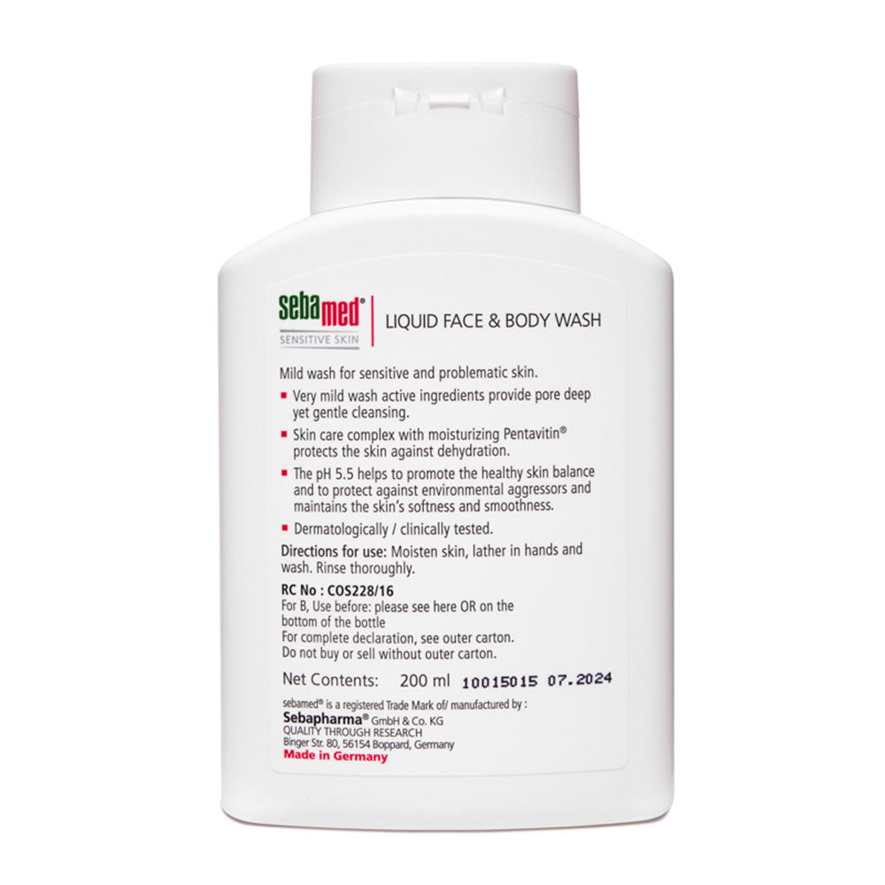 Sebamed Liquid Face & Body Wash, 200ml