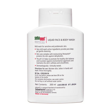 Sebamed Liquid Face & Body Wash, 200ml