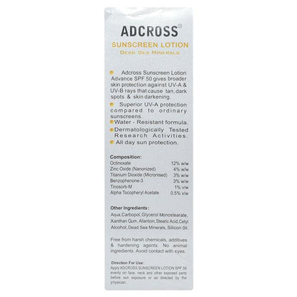 Adcross SPF 50 Sunscreen Lotion, 75ml